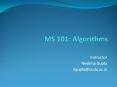 MS 101: Algorithms PowerPoint PPT Presentation