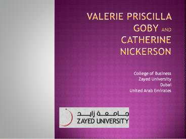 Valerie Priscilla Goby and  Catherine Nickerson