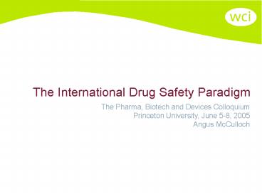 The International Drug Safety Paradigm