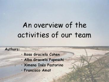 An overview of the activities of our team