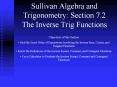 Sullivan Algebra and Trigonometry: Section 7.2 The Inverse Trig Functions PowerPoint PPT Presentation