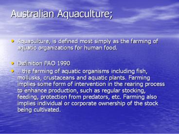 Australian Aquaculture;