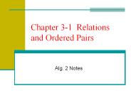 Chapter 3-1 Relations and Ordered Pairs