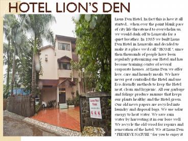 Hotel Lions Den