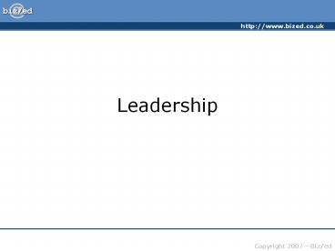 Leadership and Management.