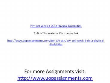 PSY 104 Week 3 DQ 2 Physical Disabilities