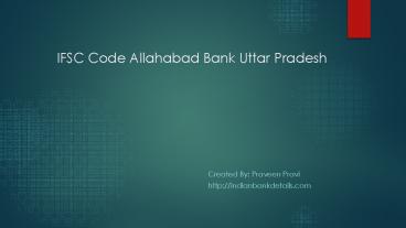 IFSC Code Allahabad Bank Uttar Pradesh