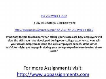 PSY 210 Week 1 DQ 2