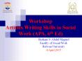 Workshop Articles Writing Skills in Social Work (APA, 6th Ed) PowerPoint PPT Presentation