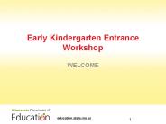 Early Kindergarten Entrance Workshop