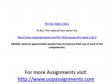 PSY 301 Week 2 DQ 3