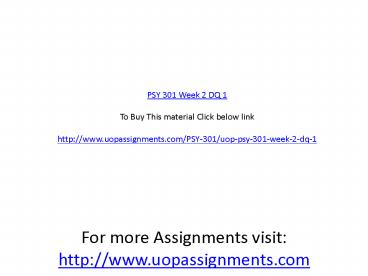 PSY 301 Week 2 DQ 1