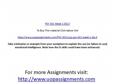 PSY 301 Week 1 DQ 3