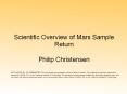 Scientific Overview of Mars Sample Return PowerPoint PPT Presentation