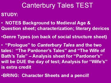 Canterbury Tales TEST