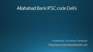 Allahabad Bank IFSC code Delhi