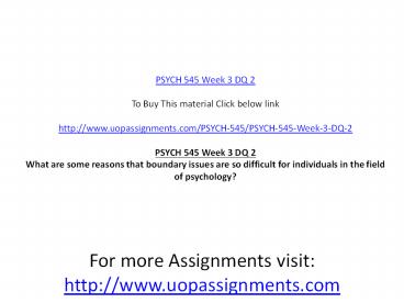 PSYCH 545 Week 3 DQ 2