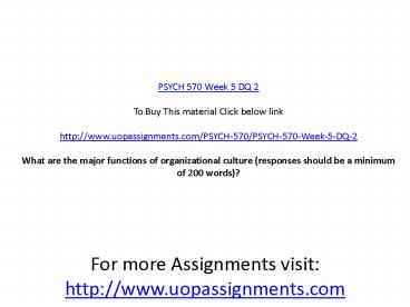PSYCH 570 Week 5 DQ 2