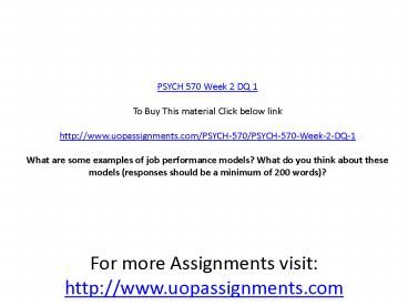PSYCH 570 Week 2 DQ 1
