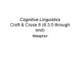 Cognitive Linguistics Croft PowerPoint PPT Presentation