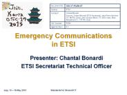 Emergency Communications in ETSI
