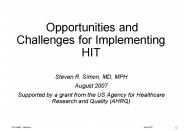 Opportunities and Challenges for Implementing HIT