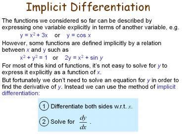 Implicit Differentiation
