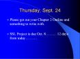 Thursday, Sept. 24 PowerPoint PPT Presentation