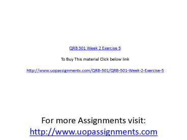 QRB 501 Week 2 Exercise 5