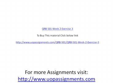 QRB 501 Week 2 Exercise 3