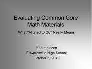 Evaluating Common Core Math Materials