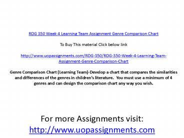 RDG 350 Week 4 Learning Team Assignment Genre Comparison Chart