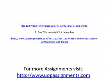 REL 133 Week 4 Individual Daoism, Confucianism, and Shinto