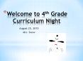 Welcome to 4th Grade Curriculum Night PowerPoint PPT Presentation