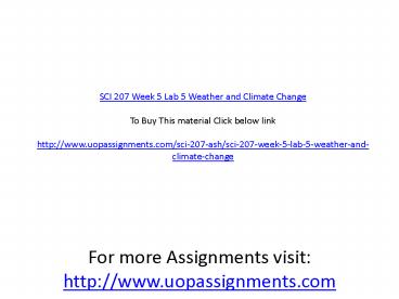 SCI 207 Week 5 Lab 5 Weather and Climate Change