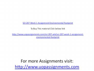 SCI 207 Week 1 Assignment Environmental Footprint