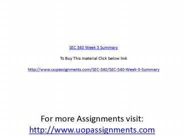 SEC 340 Week 3 Summary