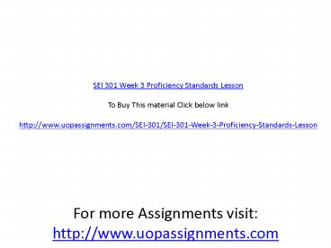 SEI 301 Week 3 Proficiency Standards Lesson