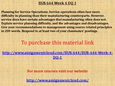 BUS 644 Week 4 Assignment Inventory Control