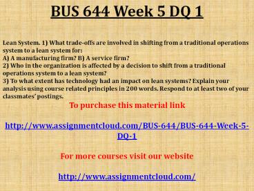 BUS 644 Week 5 DQ 2