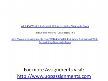 WEB 434 Week 2 Individual Web Accessibility Standards Paper