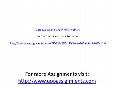 XBIS 219 Week 8 Check Point Web 2.0