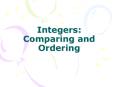 Integers: Comparing and Ordering PowerPoint PPT Presentation