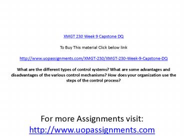 XMGT 230 Week 9 Capstone DQ