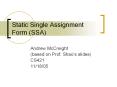 Static Single Assignment Form (SSA) PowerPoint PPT Presentation