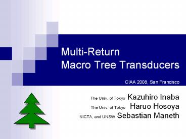 Multi-Return Macro Tree Transducers
