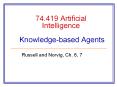74.419 Artificial Intelligence  Knowledge-based Agents PowerPoint PPT Presentation