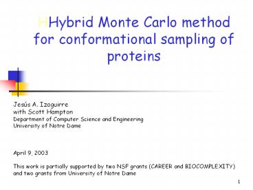 HHybrid Monte Carlo method for conformational sampling of proteins