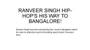 Ranveer singh hip hop's his way to bangalore