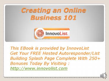 Creating an Online Business 101